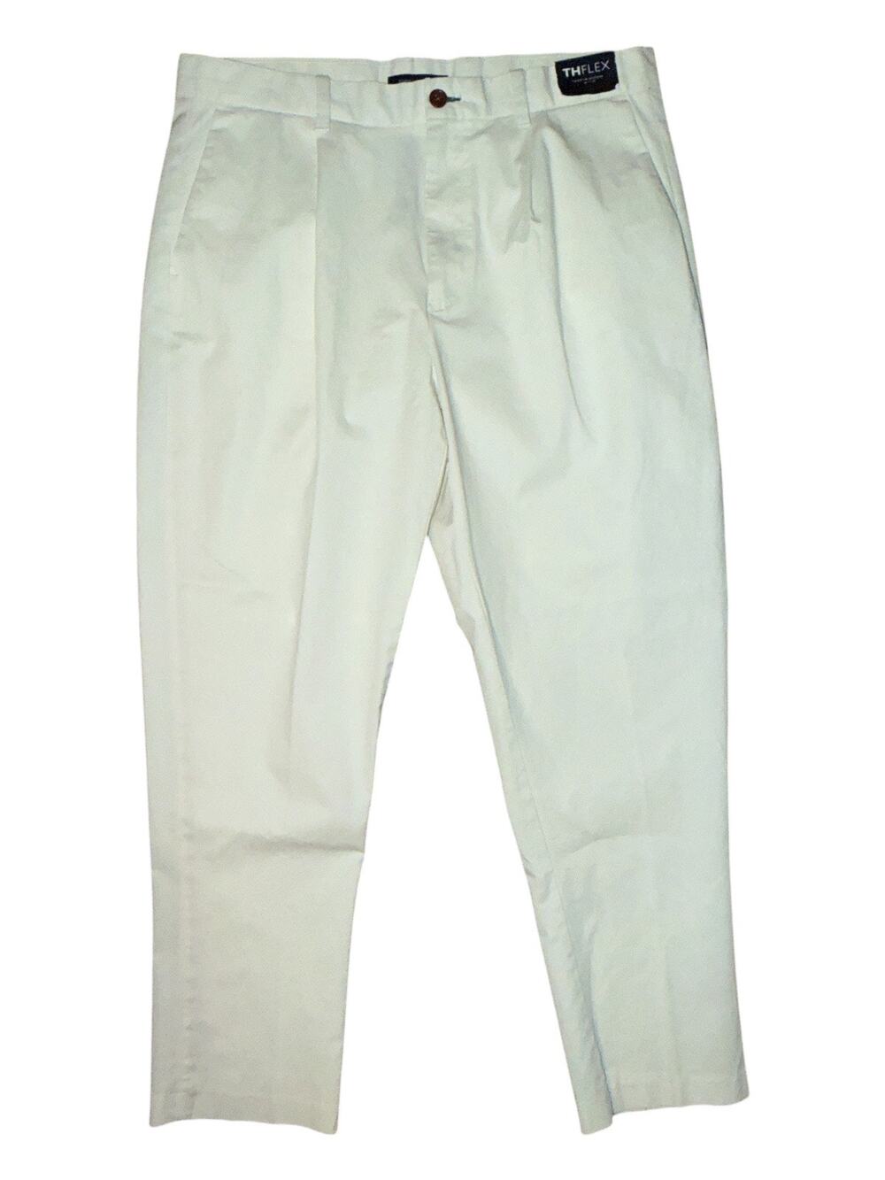 Tommy Hilfiger Men's 36 x 32 White Pleated Chino Dress Pants Slacks Cotton New